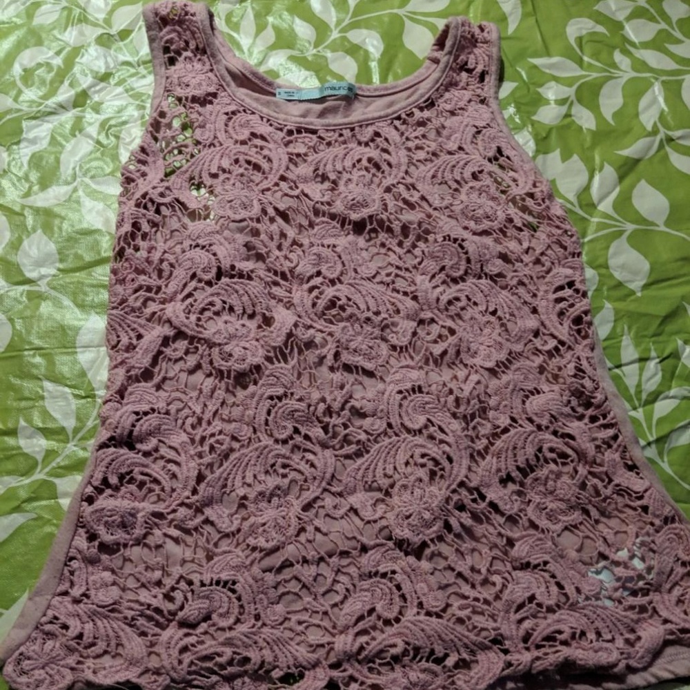 Pink/mauve crochet tank top.